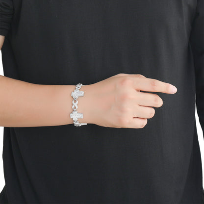 Hip Hop Cross Square Cuban Link Cubic Zirconia Bracelet for Men