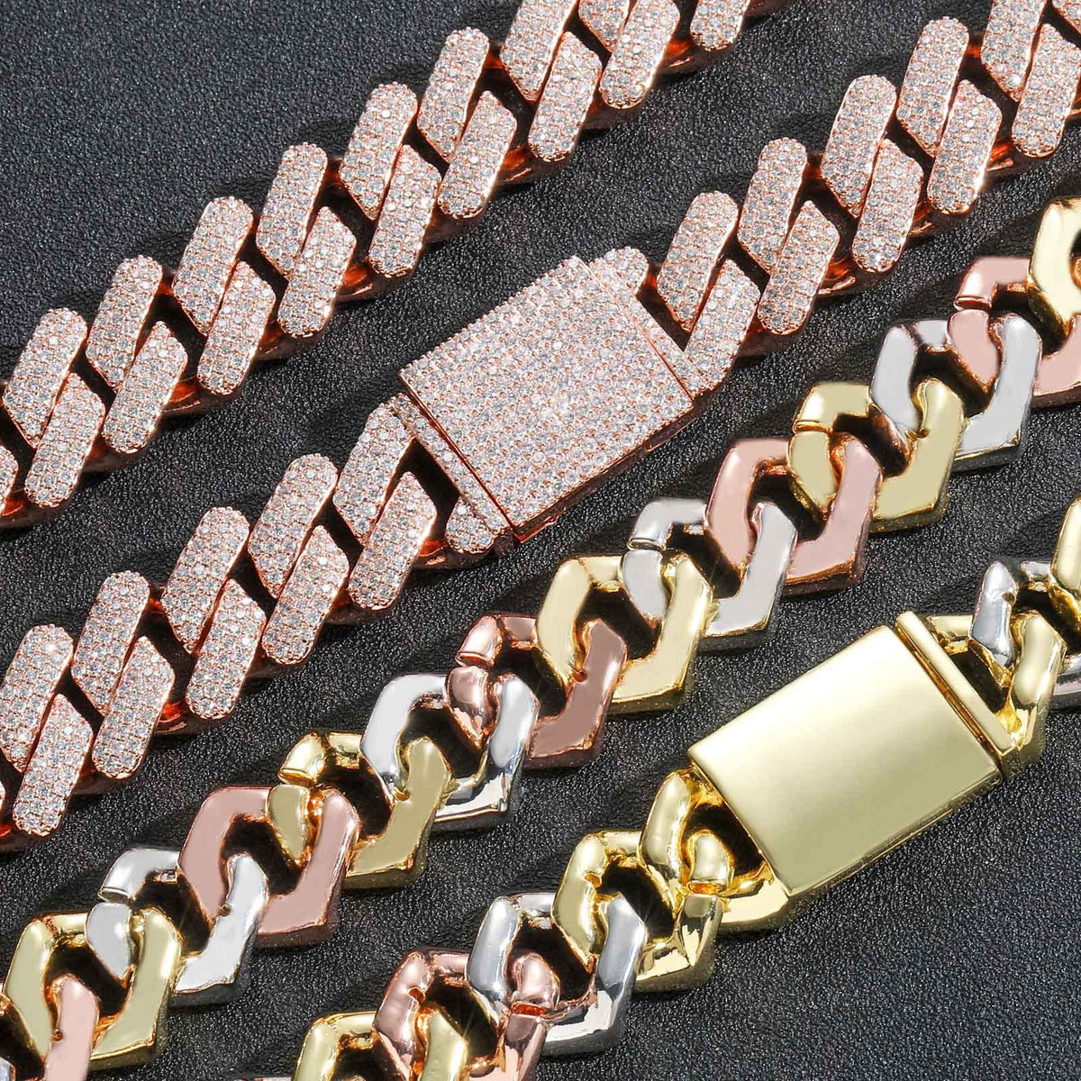 Hip Hop Minimalist Diamond Shape Cuban Link Copper Bracelet for Men product image