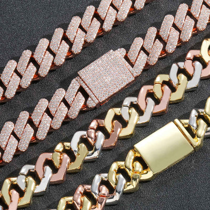 Hip Hop Minimalist Diamond Shape Cuban Link Copper Bracelet for Men