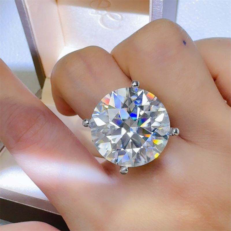 Round Moissanite Ring for Women, Six-Prong Solitaire Engagement Ring Style, Oversized Statement Promise Ring product image