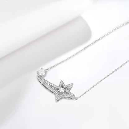 0.5 Carat Moissanite Star Pendant Necklace for Women, Celestial Comet Design
