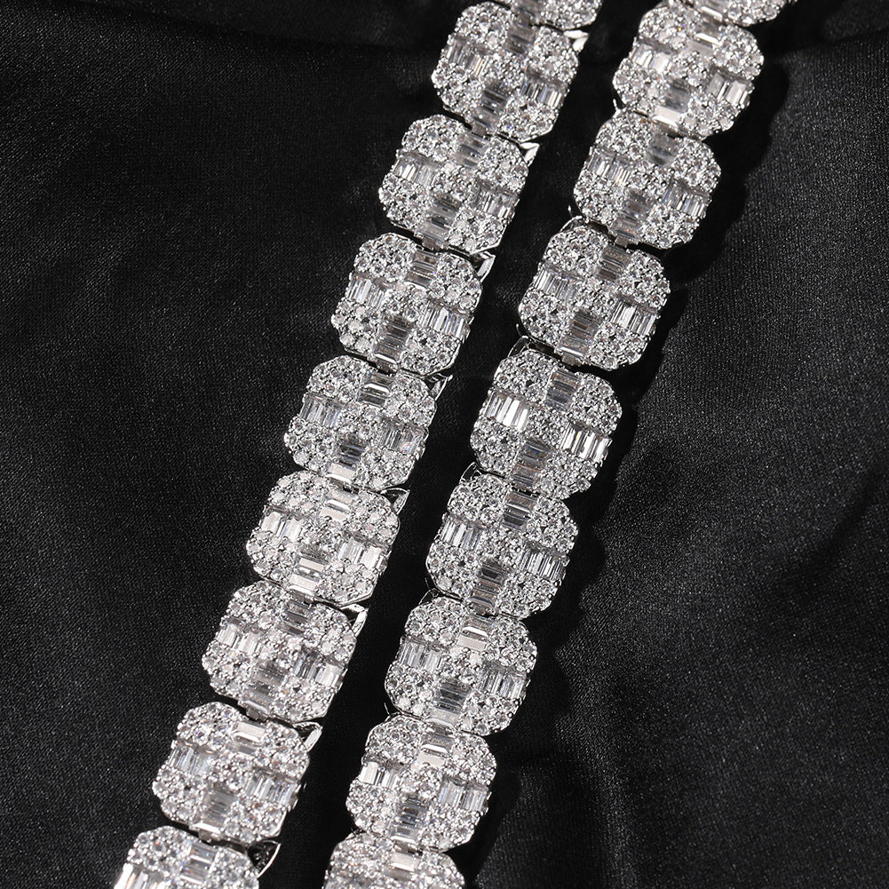 Unisex Iced Out Zircon Link Bracelet – Hip Hop Copper Cuban Style Chain in Gold and Silver