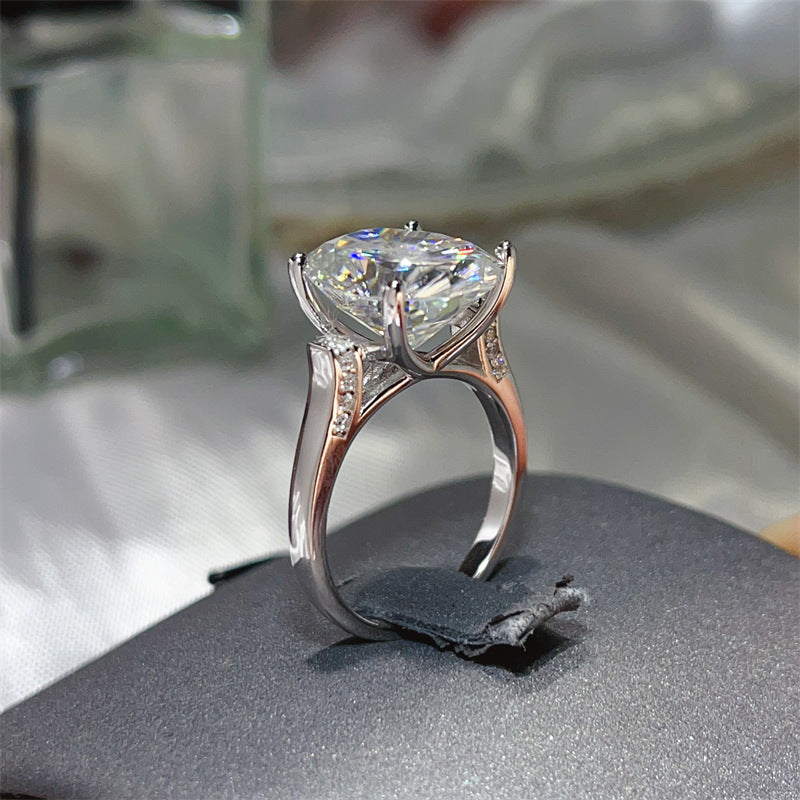 Oval Moissanite Ring for Women, 3 Carat Lace-Style Engagement Ring with Side Accent Stones product image