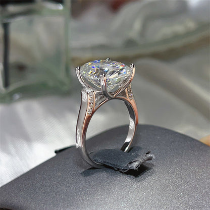 Oval Moissanite Ring for Women, 3 Carat Lace-Style Engagement Ring with Side Accent Stones