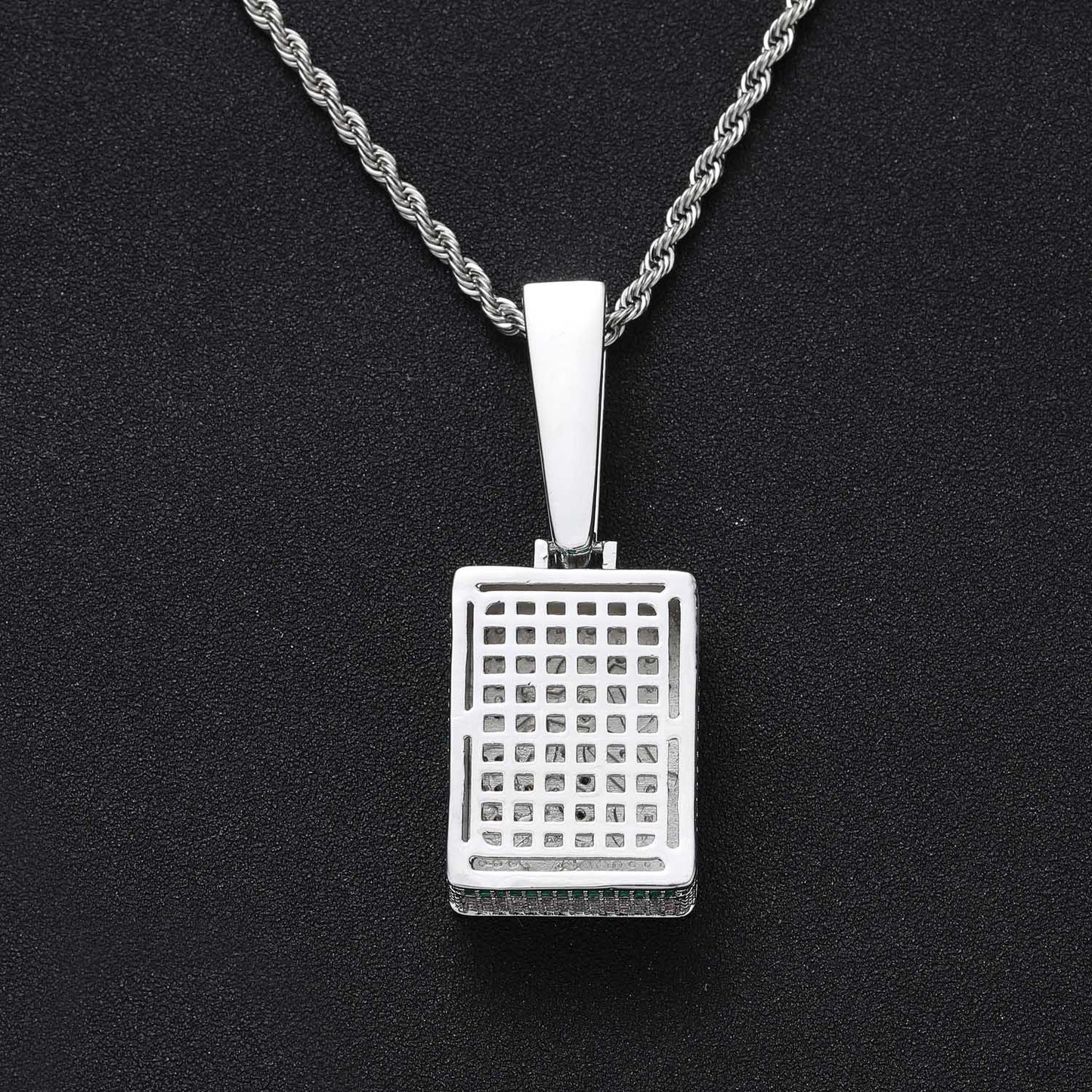 Light Luxury Geometric Square Cubic Zirconia Pendant Necklace for Men and Women