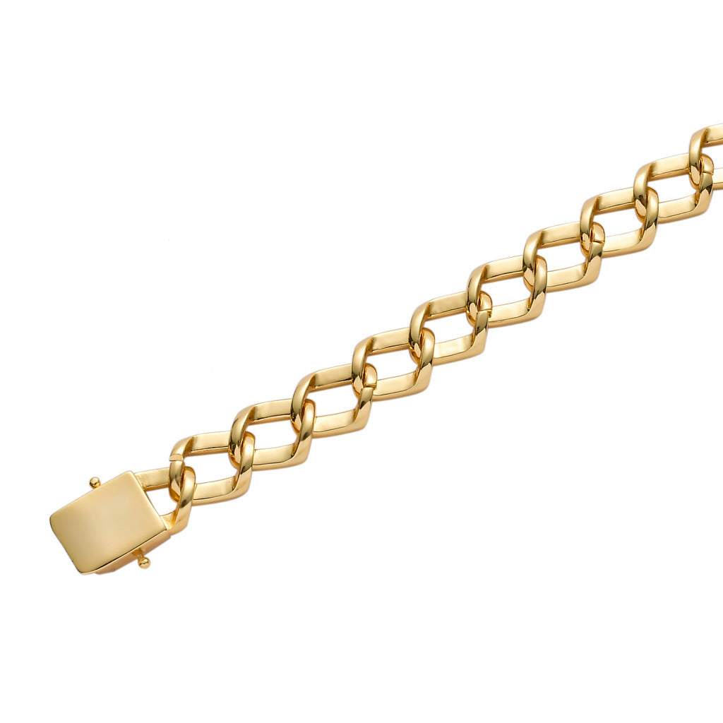 Hip Hop Minimalist Diamond Shape Cuban Link Cubic Zirconia Bracelet for Men