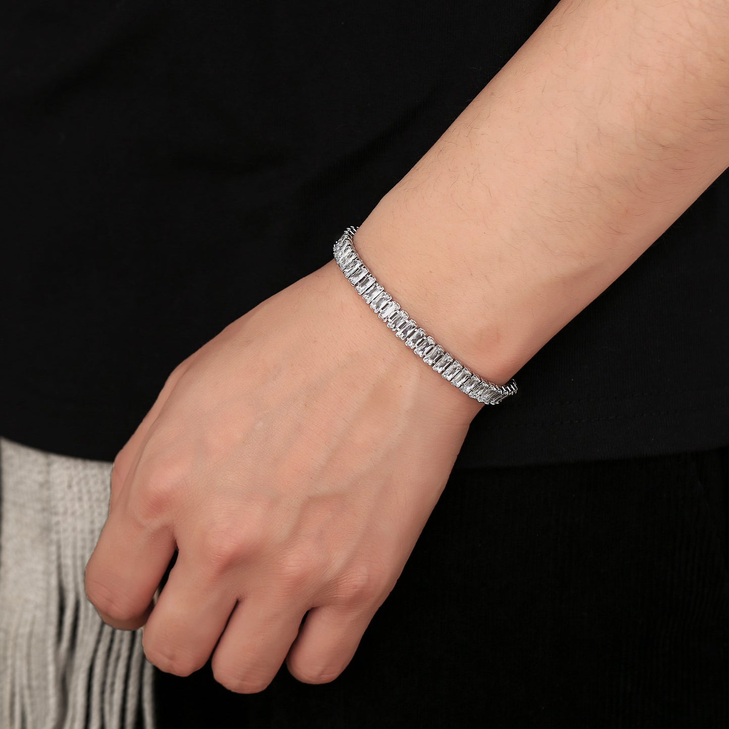 Hip Hop Light Luxury Square Tennis Chain Cubic Zirconia Necklace for Men