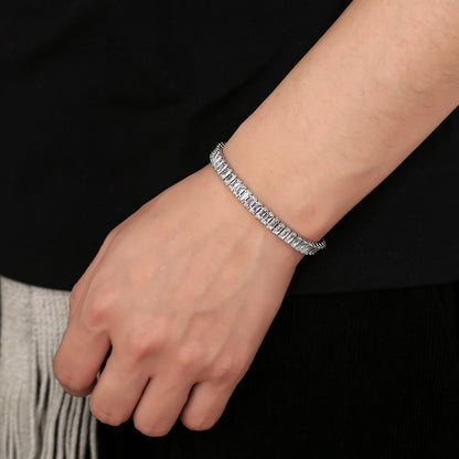 Hip Hop Light Luxury Square Tennis Chain Cubic Zirconia Necklace for Men