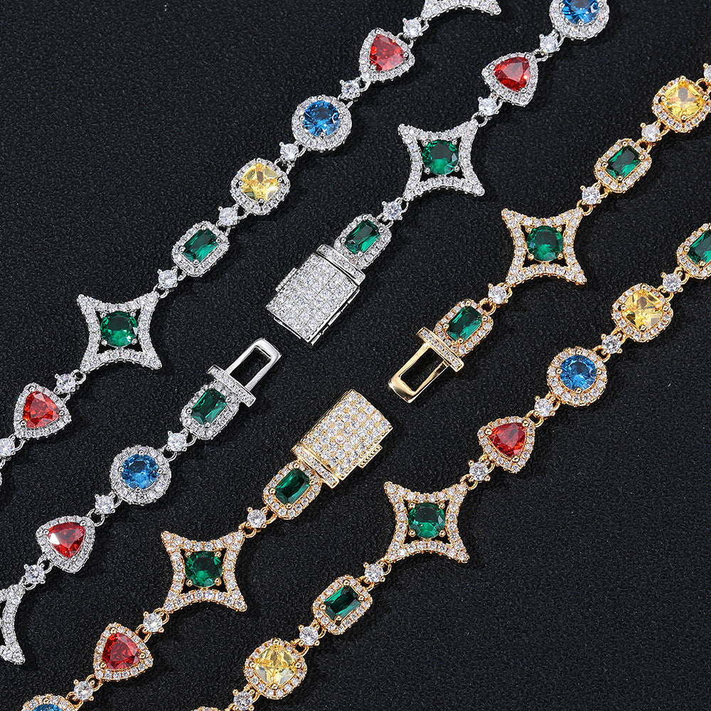 Colorful Star Geometric Chain Necklace & Bracelet Set product image