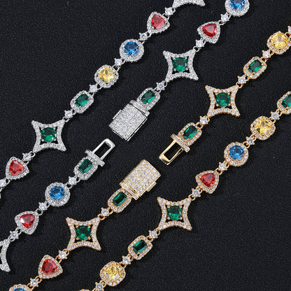 Colorful Star Geometric Chain Necklace & Bracelet Set