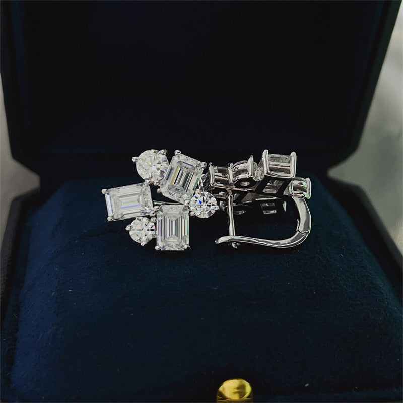 Moissanite Earrings, 8.2 Carat Cluster Ear Cuff Style Stud Earrings for Women product image