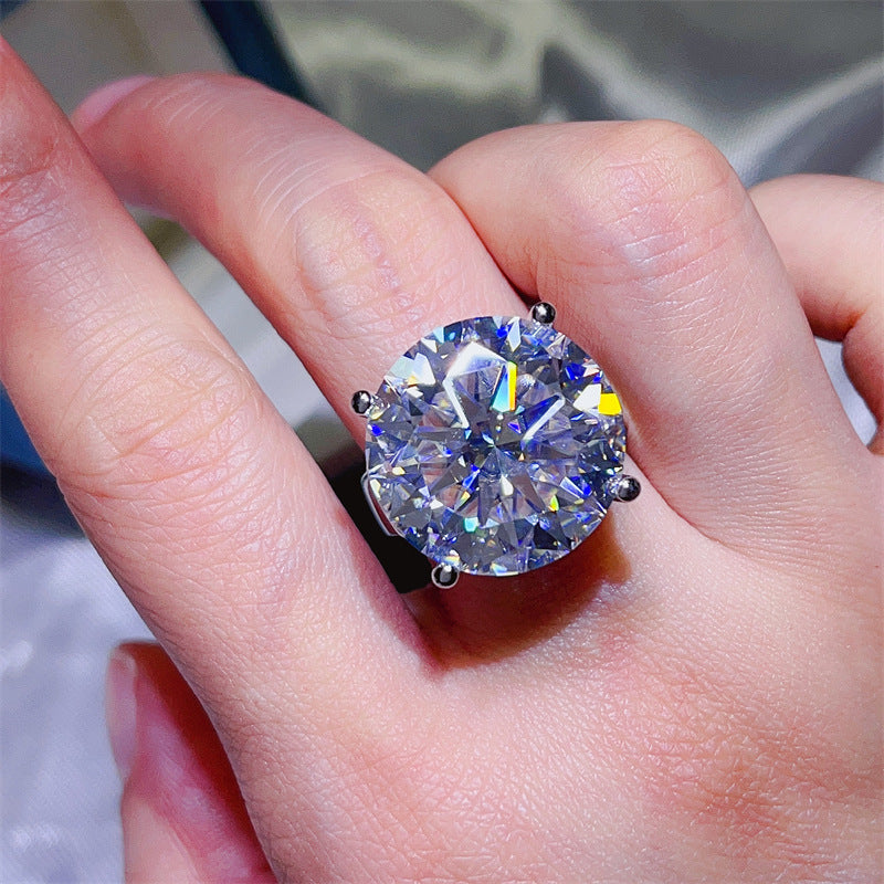 20 Carat D Color Moissanite Ring for Women, Geometric U-Shape Solitaire Engagement Ring product image