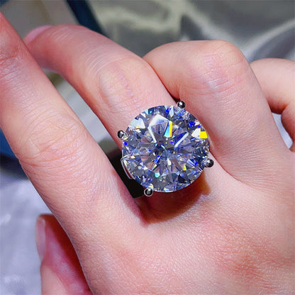 20 Carat D Color Moissanite Ring for Women, Geometric U-Shape Solitaire Engagement Ring