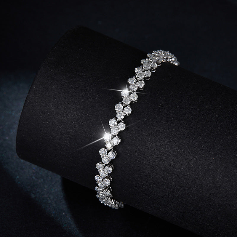 925 Sterling Silver Moissanite Cluster Bracelet, 2.5mm Irregular V-Shape product image