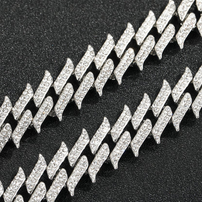 Hip Hop Cuban Link Thorn Spike Alloy Necklace for Men