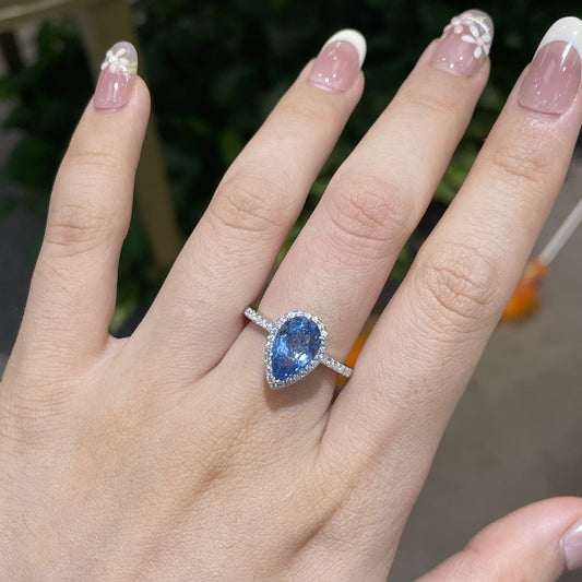 Blue Pear Lab Spinel+Moissanite Ring product image