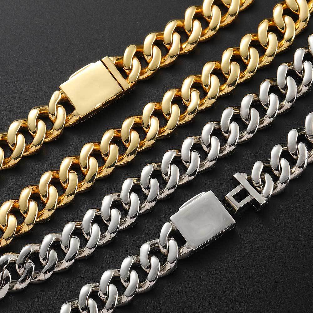15 mm Double-Row Iced Cuban Copper Bracelet with Cubic Zirconia - CHA118 product image