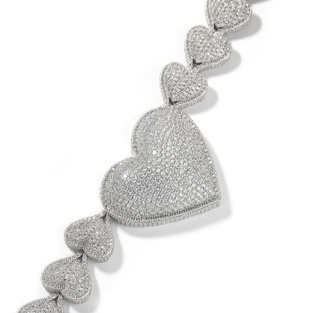 Iced Out Heart Chain Necklace with Cubic Zirconia Pendant for Women & Men product image