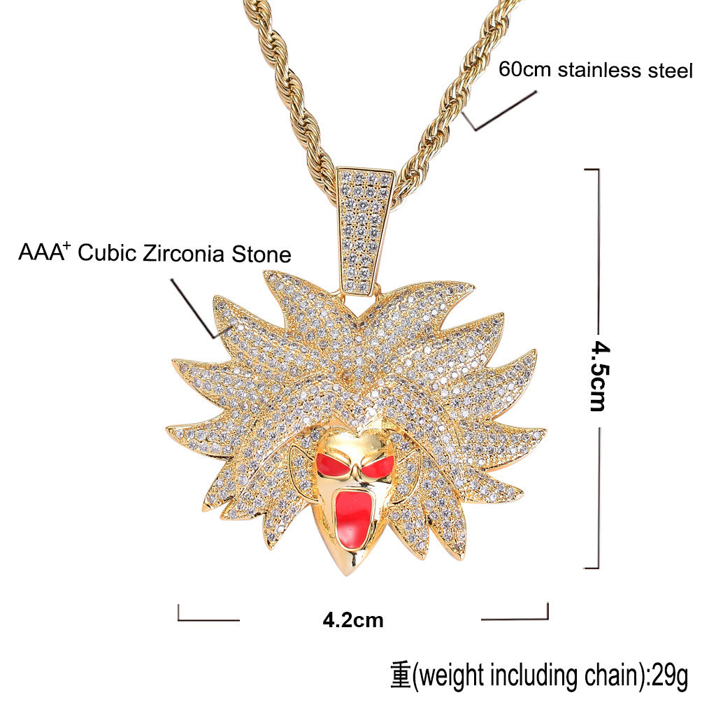 Hip Hop Dragon Cubic Zirconia Pendant Necklace for Men and Women