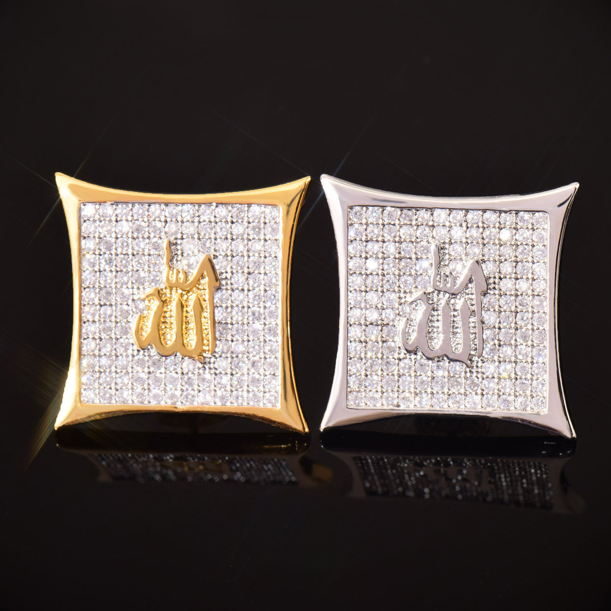 Unisex Square Script Hip Hop Stud Earrings product image