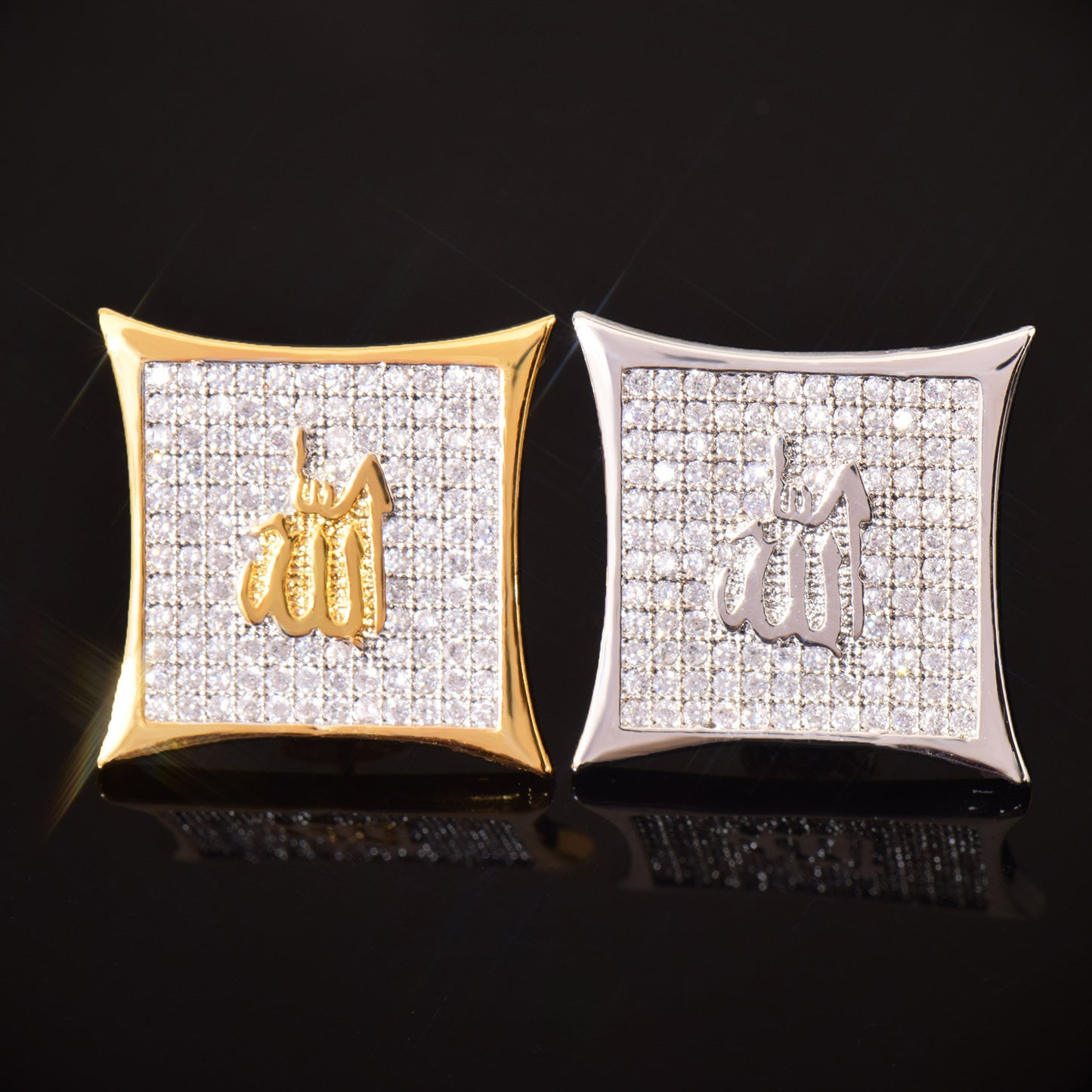 Unisex Square Script Hip Hop Stud Earrings