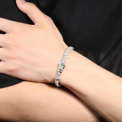 Heart Cubic Zirconia Chain Bracelet for Women & Men - Gold Plated and Silver Plated Statement Tennis Bracelet