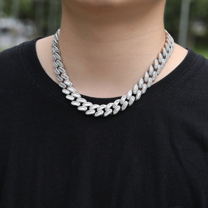 Men’s Iced Out Cuban Link Chain Necklace with Cubic Zirconia – Gold or Silver Statement Hip Hop Pendant Chain