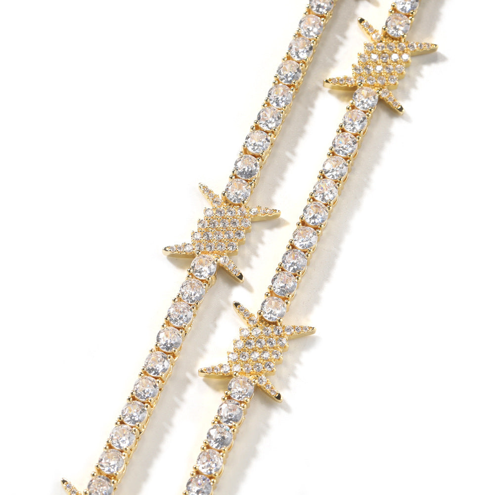 Unisex Iced Out Cubic Zirconia Chain Bracelet in Gold or Silver Tone – Hip Hop Statement Link Bracelet 7in/8in