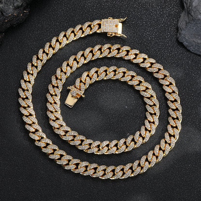 10mm Iced Out Cuban Link Bracelet, Cubic Zirconia Hip Hop Chain for Men Women