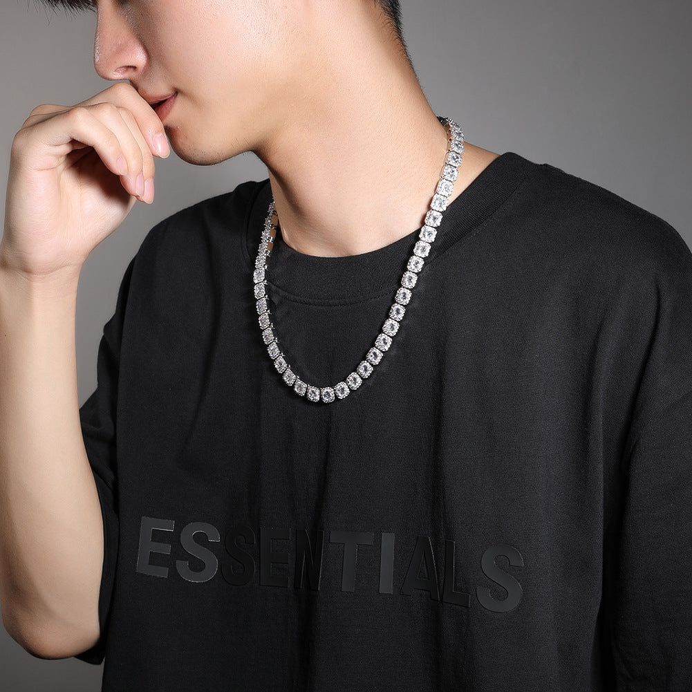 Iced Out Square Link Chain Necklace with Cubic Zirconia Pendant Style for Women & Men product image