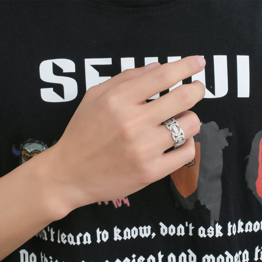 Hip Hop Bow Butterfly Geometric Cubic Zirconia Ring for Men and Women