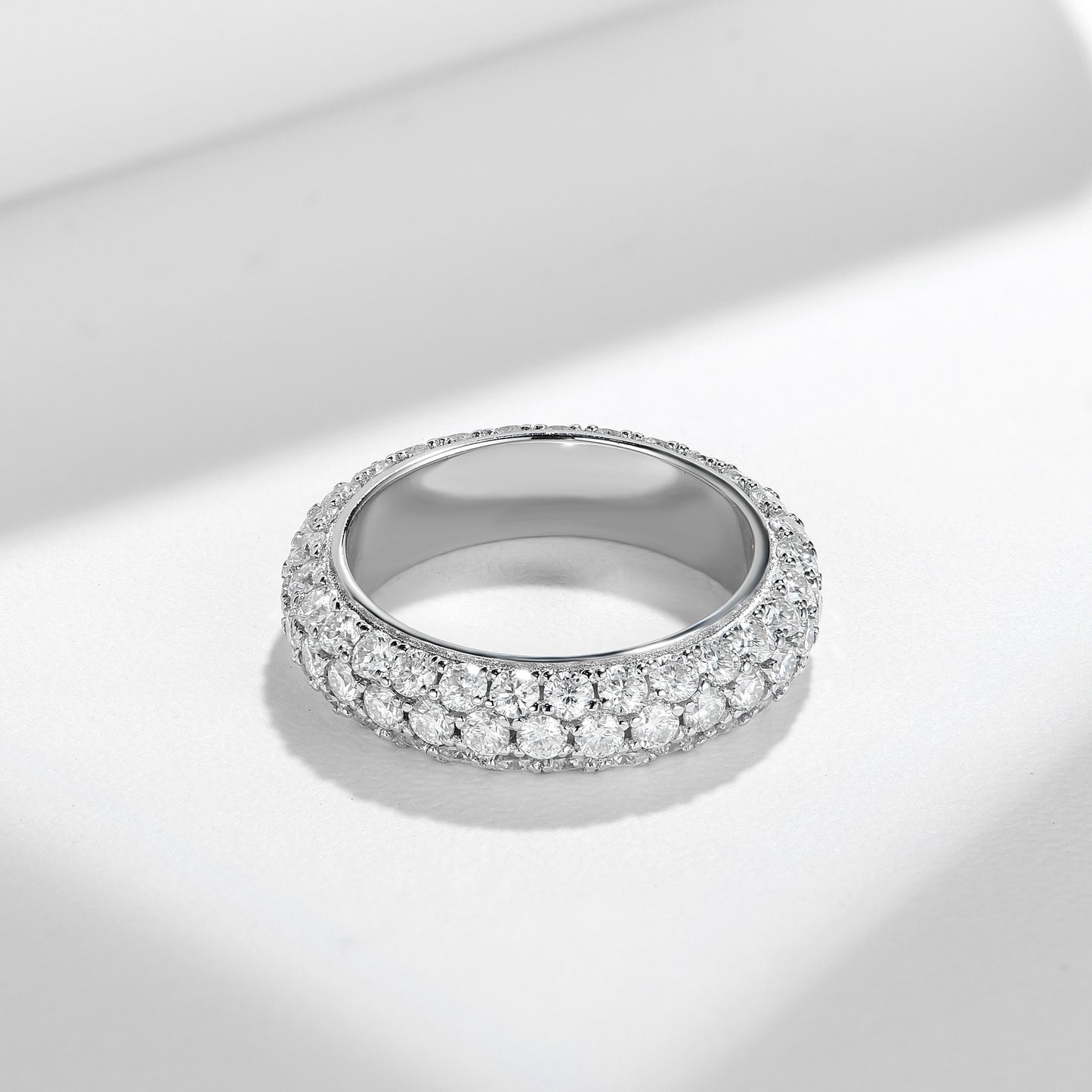 Pavé Moissanite Ring, S925 Sterling Silver Matching Couple Band product image