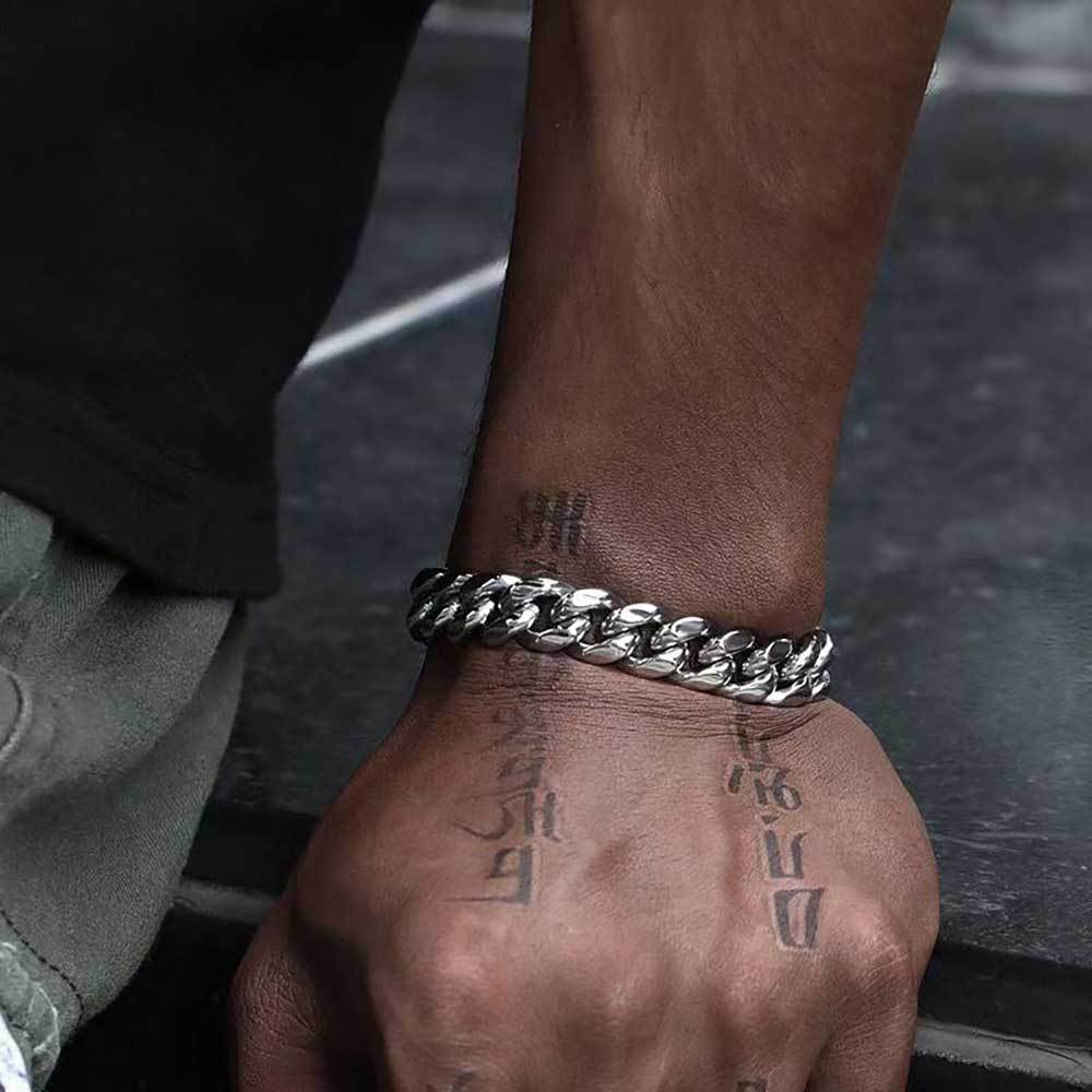 6-14 mm Polished Rounded Cuban Hip Hop Bracelet with Stainless steel Base - CHA064 product image