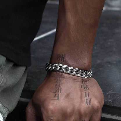 6-14 mm Polished Rounded Cuban Hip Hop Bracelet with Stainless steel Base - CHA064