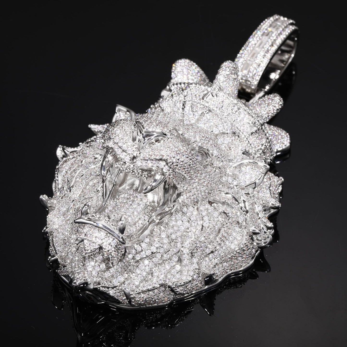 Iced Out Lion Head Pendant Necklace for Men - Hip Hop Cubic Zirconia Statement Chain product image