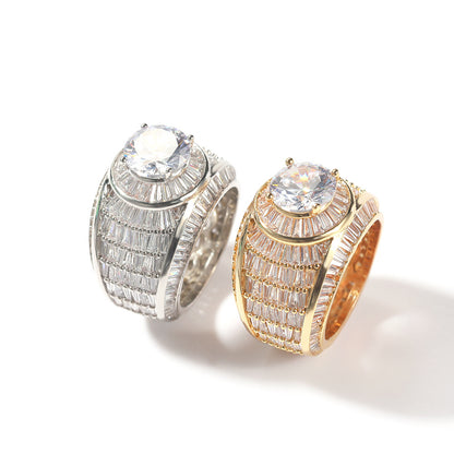 Gold and silver tone round cubic zirconia statement rings