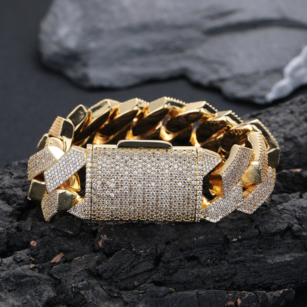 25mm Iced Cuban Link Chain Bracelet & Necklace Set, Geometric Zirconia Unisex Jewelry product image