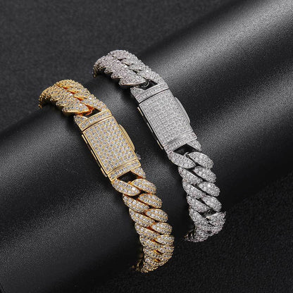 10 mm Double-Row Bubble Iced Cuban Copper Bracelet with Cubic Zirconia - CHA084