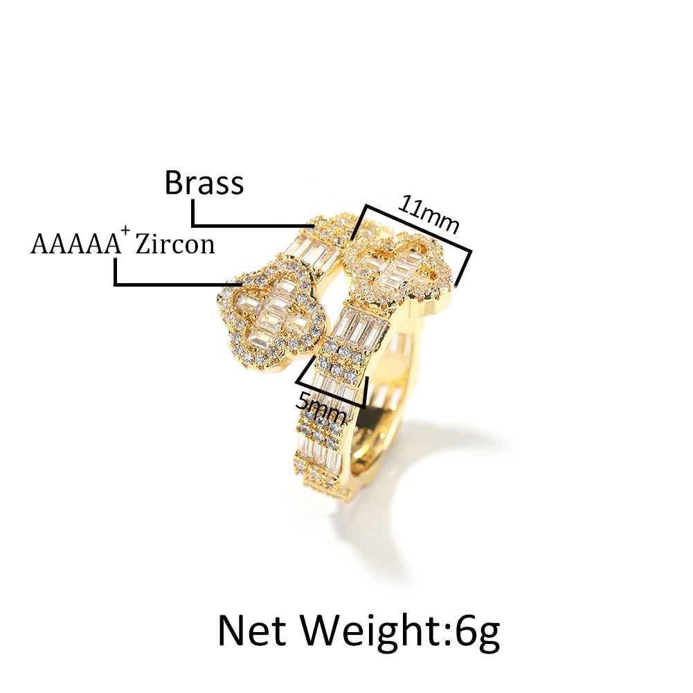 Cubic Zirconia Four-Leaf Clover Ring for Women & Men - Gold, Silver, Rose Gold Minimalist Statement Ring product image