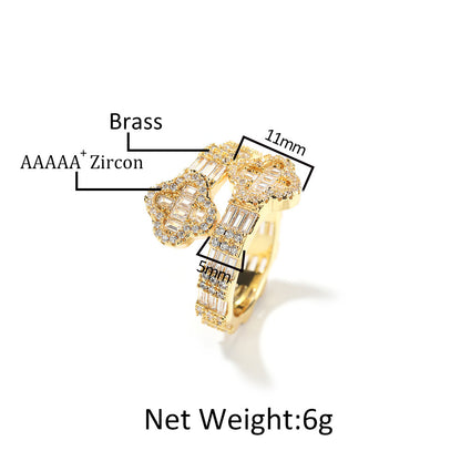 Cubic Zirconia Four-Leaf Clover Ring for Women & Men - Gold, Silver, Rose Gold Minimalist Statement Ring