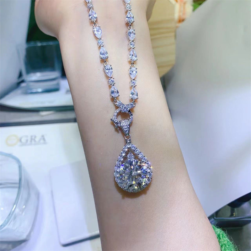 10 Carat Moissanite Necklace with Teardrop Pendant and Chain product image