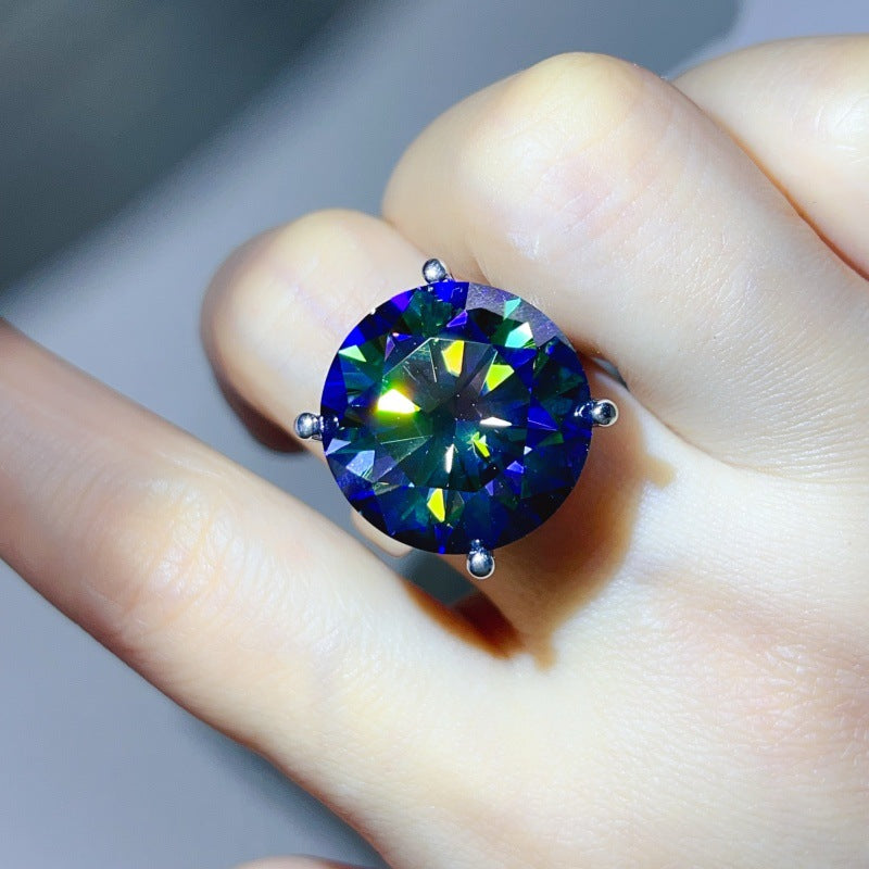 Colorful Round Moissanite Ring for Women, Solitaire Engagement Style Ring, 5ct 10ct 20ct product image