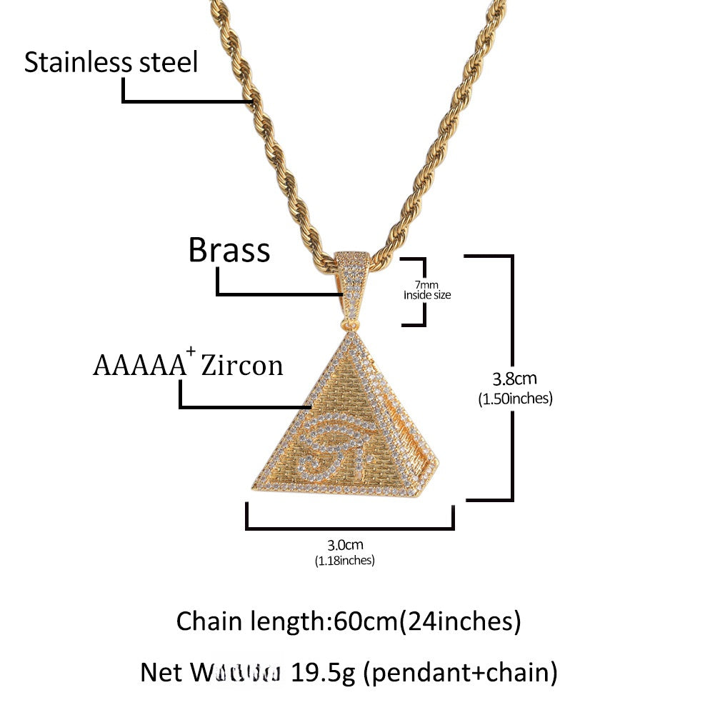 Triangle Pendant Necklace for Women with Diamond-Look Crystal Detail, Twisted Chain Statement Jewelry in Gold or Silver