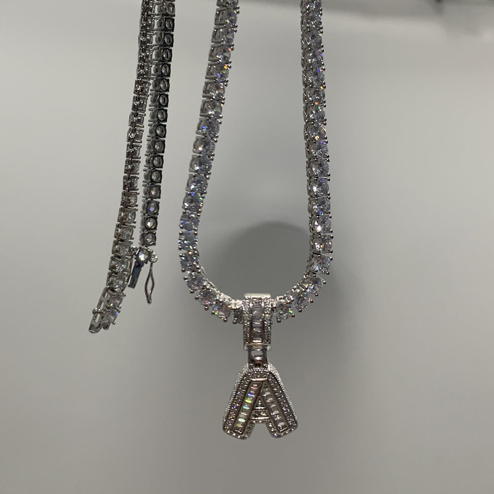 Iced Initial & Number Pendant Necklace with Cubic Zirconia Letter Charm on Twisted Chain for Women and Men