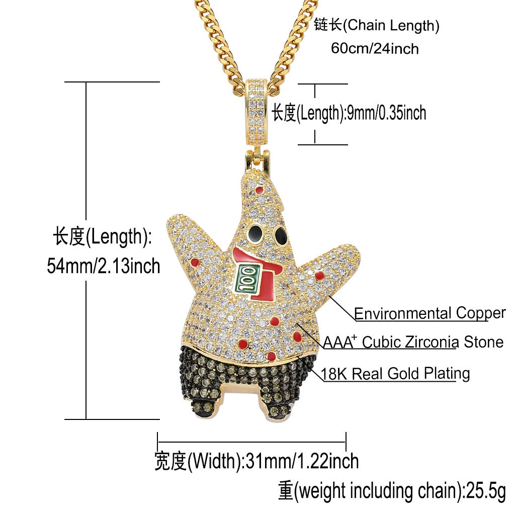 Geometric Round Cubic Zirconia Pendant Necklace for Men and Women