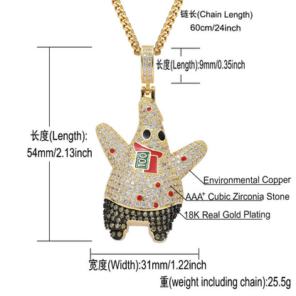 Geometric Round Cubic Zirconia Pendant Necklace for Men and Women