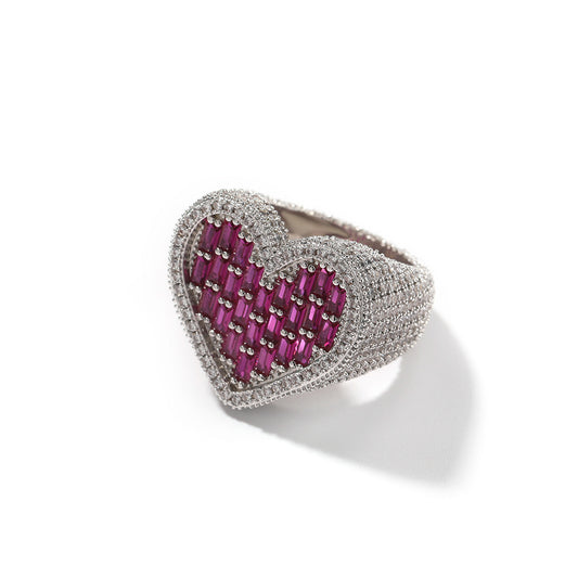 Purple heart cubic zirconia statement ring front view alternate product image