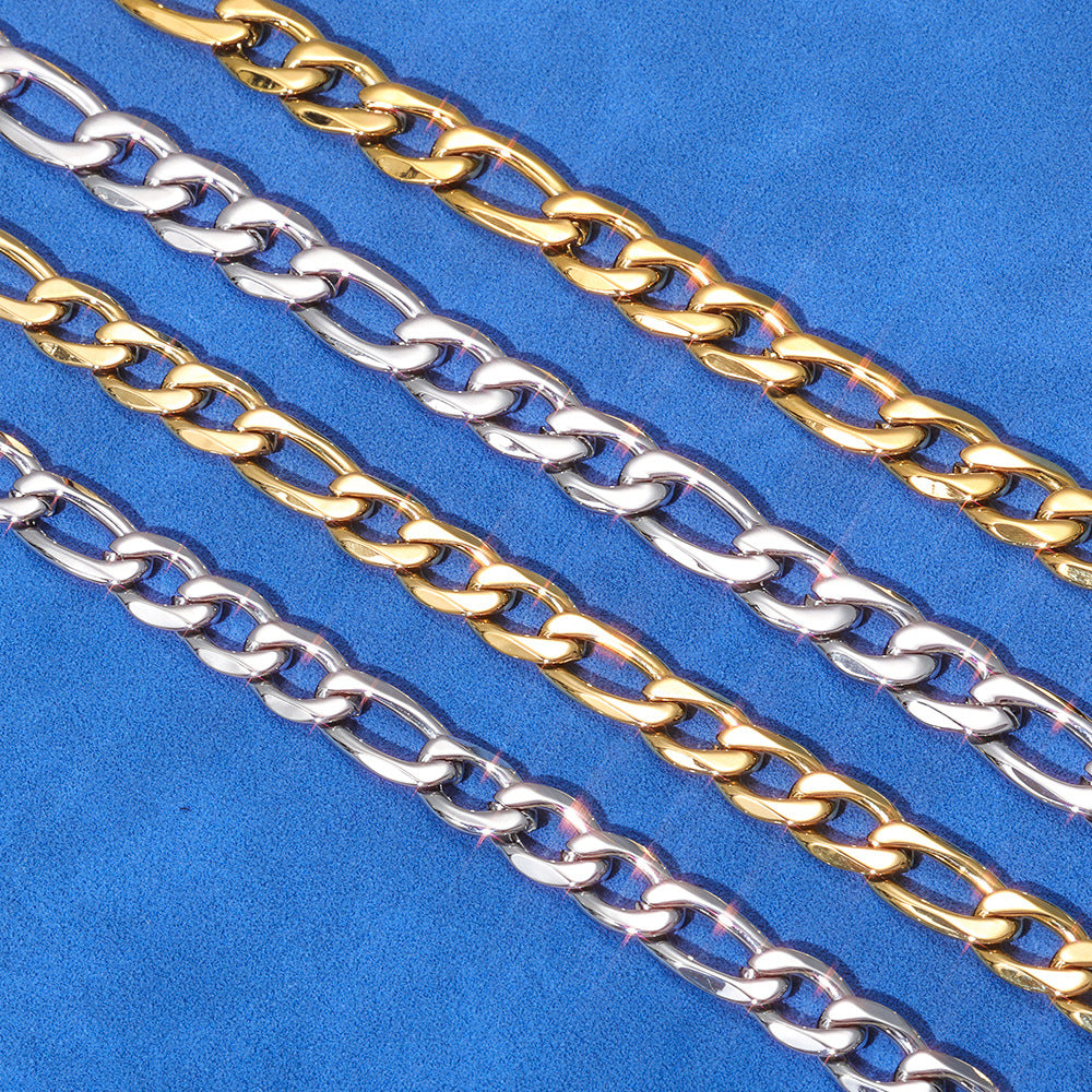 2.5-10 mm Polished Figaro Link Stainless steel Bracelet - CHA143 product image