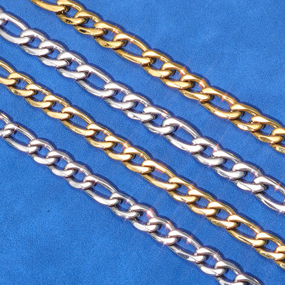 2.5-10 mm Polished Figaro Link Stainless steel Bracelet - CHA143