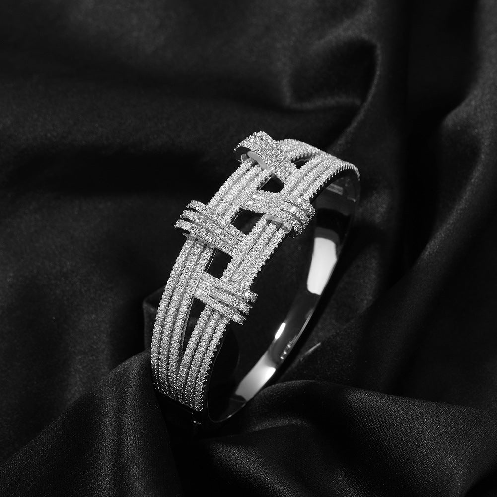 Statement Cubic Zirconia Line Bangle Bracelet for Women in Gold or Silver Tone